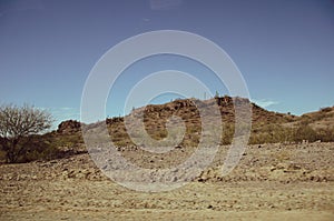 The dry arid desert landscape of the Moon Valley in Argentina