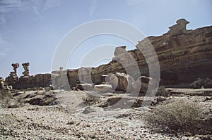 The dry arid desert landscape of the Moon Valley in Argentina