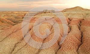 The dry, arid landscape of the Badlands