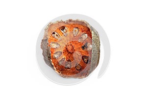 Dry Bael Fruit tea isolated on white background