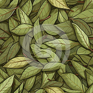 Dry Bay Leaves Pattern, Laurel Leaf Texture, Natural Spicy Bayleaf Background, Fragrant Ingredient
