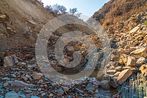 Dry bed of a mountain river