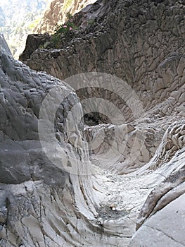 The dry bed of a river in stone