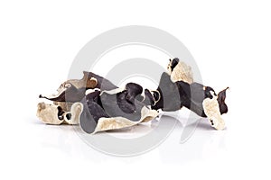 Dry black mushroom ear isolated on white