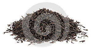 Dry black tea leaves isolated