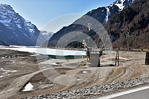 Dry bottom of KlÃÂ¶ntalersee with overflow structure photo