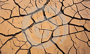 Dry and broken brown soil vector background , cracked earth soil