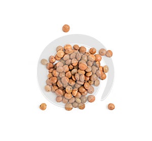 Dry brown lentils seeds or vegan protein source isolated