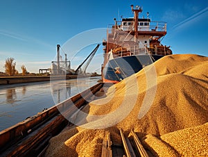 Dry cargo ship bunkering with grain