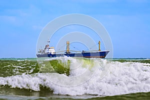 Dry cargo ship in the Sea