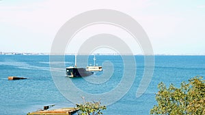 Dry cargo ship sunk off the coast of the port city.