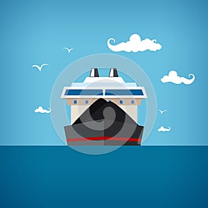 Dry cargo ship, vector illustration