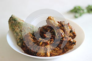 Dry chicken roast with methi paratha, a kind of paratha made of hole wheat flour mixed with Fenugreek leaves