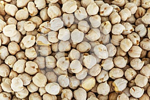 Dry chickpeas. Health and natural products. Close-up. Background. Space for text. Top view