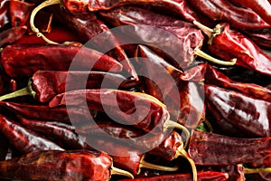 Dry chili peppers, closeup