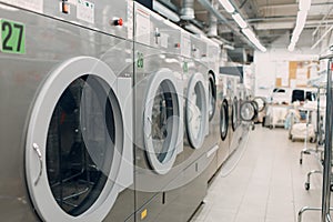 Dry cleaning clothes. Clean cloth chemical process. Laundry industrial dry-cleaning