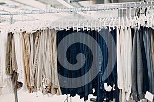 Dry cleaning clothes. Clean cloth chemical process. Laundry industrial dry-cleaning