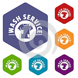 Dry cleaning icons vector hexahedron