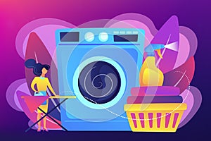 Dry cleaning and laundering concept vector illustration.
