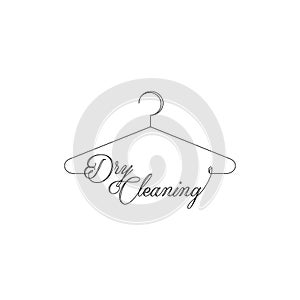Dry Cleaning and Laundry Service Company, Minimalistic Simple Hanger Outline Picture with Rounded Text Font