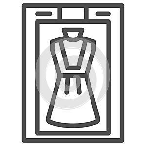 Dry cleaning machine with dress inside line icon, cleaning concept, laundry equipment vector sign on white background