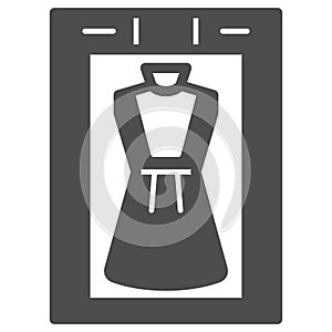 Dry cleaning machine with dress inside solid icon, cleaning concept, laundry equipment vector sign on white background