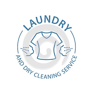 Dry cleaning service emblem, laundry self-service icon, clothes washing