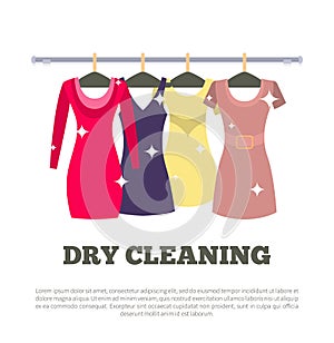 Dry Cleaning Service Poster Women Dresses Hanging