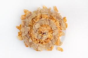 Dry corn flakes top view.