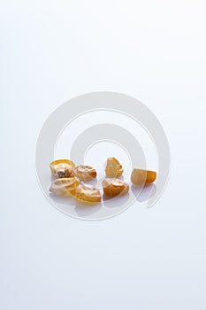 Dry corn grain seeds.