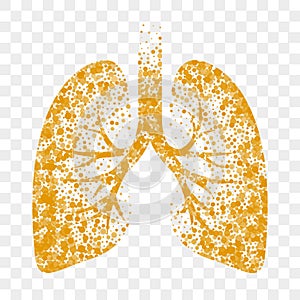 Dry cough vector icon, lungs, cold dry cough. Bronchitis mucolytic remedy