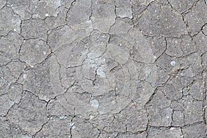 Dry cracked background of volcanic ground turned into desert. Natural abstract pattern texture in crater of active