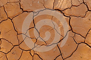 Dry cracked clay. Dry soil surface with deep cracks textured background