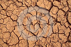 Dry cracked earth background in arid season. Many Province of North East in Thailand the ground dry. Brown cracked soil in the sum