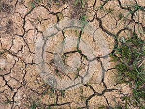 Dry cracked earth background, clay desert texture