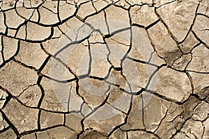 Dry cracked earth background, clay desert texture.