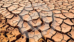 A dry and cracked earth, crisis of water scarcity and drought. Generative AI