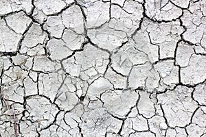 Dry, cracked earth. dry cracked soil texture and background on dry season grayscale