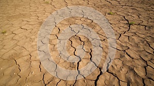 Dry and cracked earth, extreme shortage of water, climate change and water crisis