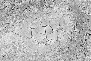 Dry and cracked ground from above
