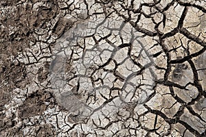 Dry cracked ground surface