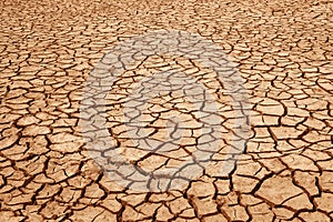 Dry cracks in the land, severe water scarcity.