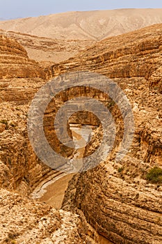 Dry, desert canyon . Mides, Tunisia, Africa photo