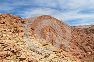 Dry desert hill in valle Quitor, San Pedro de Atacama desert