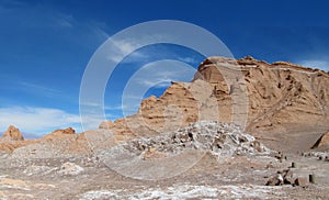Dry desert in Valle de la Luna in San Pedro de Atacama