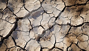 Dry dirt and mud in arid climate, sand and land backgrounds generated by AI