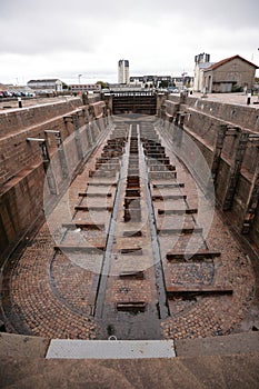 A dry dock in Cherbourg town France.