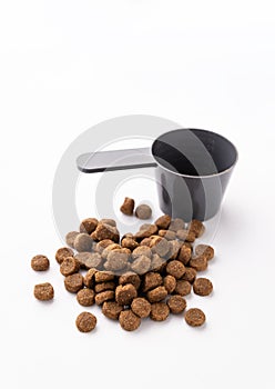 Dry dog food isolated on white background