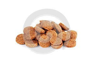 Dry dog food on a white background photo