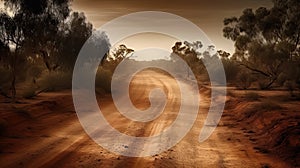 Dry and Dusty Australian Road under the Sun